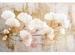 Leinwandbild QUEENCE "Gingkoblätter am Ast, Canvas Bild von Hand bespannt", beige (farbe bild(er): weiß,beige,gold,braun), B:90cm H:60cm T:2cm, Bilder, Leinwandbild, Zeitlose Ginkgo-Motive in hellen Farben