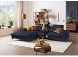 Ecksofa W.SCHILLIG "Piedroo, Designsofa mit tollem Sitzkomfort, elegant und bequem, L-Form", blau (blau z59), B:303cm H:70cm T:193cm, Longlife Xtra-Leder Z59: Glattleder mit modischer Prägung. Hautstärke 0, 9 - 1, 1 mm, Sofas, Ecksofa, Kopfteilverstellung, wahlweise mit Sitztiefenverstellung, Breite 303cm