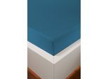 Spannbettlaken BELLANA "bellana Melone, 100% Baumwolle, Jersey, bügelfrei", blau (petrol), L:200cm, Mako-Jersey, Obermaterial: 100% Baumwolle, Bettlaken, Spannbettlaken, reine Baumwolle, Spannbetttuch für Matratzen bis 25cm Höhe