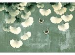 Leinwandbild QUEENCE "Gingko mit Schmetterlingen, Canvas Bild von Hand bespannt", grün (farbe bild(er): weiß,grün,türkis), B:120cm H:80cm T:2cm, Bilder, Leinwandbild, Zeitlose Ginkgo-Motive in hellen Farben