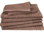 Waschhandschuh DYCKHOFF "Waschhandschuh-Set BRILLANT 6-tlg., Baumwolle, 550 g/m²", braun (nuss), B:16cm L:21cm, Frottier, Baumwolle, Handtücher, Waschhandschuh, Baumwolle