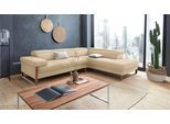 Ecksofa W.SCHILLIG "finn, Designsofa mit tollem Sitzkomfort, bequem, L-Form", beige (sahara s37), B:281cm H:71cm T:230cm, Flachgewebe S22 (100% Polyester);Stoff S37 (100% Polyester);Longlife Xtra-Leder Z59: Glattleder mit modischer Prägung. Hautstärke 0, 9 - 1, 1 mm, Sofas, Ecksofa, German Design Award 2016, Fußgestell Nussbaum natur, Breite 281 cm