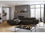 Ecksofa W.SCHILLIG "piedroo, Designsofa mit tollem Sitzkomfort, bequem und elegant, L-Form", braun (braun z59), B:303cm H:70cm T:193cm, Longlife Xtra-Leder Z59: Glattleder mit modischer Prägung. Hautstärke 0, 9 - 1, 1 mm, Sofas, Ecksofa, Kopfteilverstellung, wahlweise mit Sitztiefenverstellung, Breite 303cm