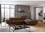 Ecksofa W.SCHILLIG "piedroo, Designsofa mit tollem Sitzkomfort, bequem und elegant, L-Form", braun (chocolate s37), B:303cm H:70cm T:193cm, Stoff S37 (100% Polyester): Luxus-Microfaser in Lederoptik, Sofas, Ecksofa, Kopfteilverstellung, wahlweise mit Sitztiefenverstellung, Breite 303cm