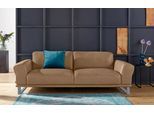2,5-Sitzer W.SCHILLIG "montanaa bequem, Federkernunterfederung, elegant und edel", braun (fango z69), B:232cm H:78cm T:94cm, Sofas, 2 5-Sitzer, mit Metallkufen in Silber matt, Breite 232 cm
