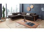 Ecksofa W.SCHILLIG "finn, Designsofa mit tollem Sitzkomfort, bequem, L-Form", braun (braun z59), B:281cm H:71cm T:230cm, Flachgewebe S22 (100% Polyester);Stoff S37 (100% Polyester);Longlife Xtra-Leder Z59: Glattleder mit modischer Prägung. Hautstärke 0, 9 - 1, 1 mm, Sofas, Ecksofa, German Design Award 2016, Fußgestell Nussbaum natur, Breite 281 cm