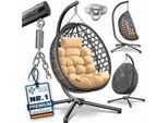 KESSER® Hängesessel mit Gestell Outdoor Indoor Schaukelstuhl Polyrattan 360° 150kg Tragkraft inkl. Polsterkissen & 2in1 Deckenhalterung + Cover – Relaxschaukel - Garten, Balkon, Terrasse