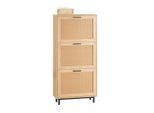 SoBuy Schuhschrank, Natur, Holzwerkstoff, Metall, 60x127x24 cm, Garderobe, Schuhaufbewahrung, Schuhkipper