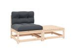 vidaXL Garten-Lounge-Set, Anthrazit, Holz, 2-teilig, Füllung: Polyester, Rechteckig, Loungemöbel, Gartenlounge-Sets