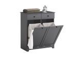 SoBuy Wäscheschrank, Grau, Holzwerkstoff, 78x90x38 cm, Badezimmer, Badezimmerschränke, Midischränke