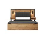 Komhtom Doppelbett, Wildeiche, Holz, Vintage, 160x200 cm, Schlafzimmer, Betten
