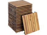 tectake Terrassenfliesen, Braun, Holz, Quadratisch, 31x2.2x31 cm, Gartenzubehör, Terrassen- & Balkonböden, Terrassenfliesen
