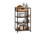 SoBuy Küchenwagen, Schwarz, Braun, Holzwerkstoff, Metall, 50x87x37 cm, Esszimmer, Servierwagen