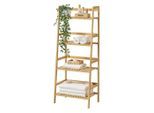 [en.casa] Leiterregal, Natur, Holz, Bambus, 48x123x32 cm, Wohnzimmer, Regale, Bücherregale