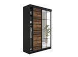 Kier Furniture Schiebetürenschrank, Schwarz, Dunkelbraun, Holzwerkstoff, 138x205x59 cm, Schlafzimmer, Kleiderschränke, Schwebetürenschränke