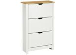 Homcom Schuhschrank, Weiß, Kunststoff, Nachbildung, 6 Fächer, 3 Schubladen, 26x112x72 cm, Garderobe, Schuhaufbewahrung, Schuhschränke