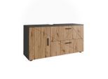 Vicco Waschbeckenunterschrank, Anthrazit, Honigeiche, Holzwerkstoff, 1 Fächer, 2 Schubladen, Rechteckig, 120.1x60.6x41 cm, Badezimmer, Badezimmerschränke, Waschbeckenunterschränke