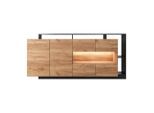 Vente-Unique Sideboard, Anthrazit, Natur, Holz, Glas, Rechteckig, 200x92.8x43 cm, Esszimmer, Anrichten