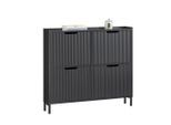 SoBuy Schuhschrank, Schwarz, Holzwerkstoff, Metall, 100x91x19 cm, Garderobe, Schuhaufbewahrung, Schuhkipper