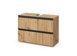 Vicco Waschbeckenunterschrank, Eiche Artisan, Holzwerkstoff, 2 Schubladen, Rechteckig, 80x58x35 cm, Badezimmer, Badezimmerschränke, Waschbeckenunterschränke