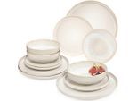 Sänger Tafelservice, Creme, Stein, 12-teilig, Rund, 27.5x5x27.5 cm, kratzfest, Essen & Trinken, Geschirr, Geschirr-Sets, Tafelservice