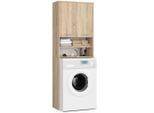 Akord Waschmaschinenschrank, Sonoma Eiche, Holzwerkstoff, Nachbildung, Holz Optik, 4 Fächer, Rechteckig,Rechteckig, 64x180x30 cm, Waschküche, Waschmaschinenschrank