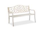 Relaxdays Gartenbank, Weiß, Metall, 127.5x90x63 cm, Gartenmöbel, Gartenbänke