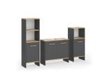 Vicco Badmöbel-Set, Anthrazit, Honigeiche, Holzwerkstoff, nicht einzeln stellbar, 131.4x108.2x26.3 cm, Badezimmer, Badmöbelsets & Badmöbelserien, Badmöbel-Set