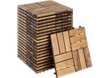 tectake Terrassenfliesen, Braun, Holz, Quadratisch, 31x2.2x31 cm, Gartenzubehör, Terrassen- & Balkonböden, Terrassenfliesen
