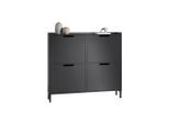 SoBuy Schuhkipper, Schwarz, Holzwerkstoff, Metall, 100x91x19 cm, Garderobe, Schuhaufbewahrung, Schuhkipper