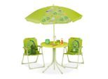 Relaxdays Kindersitzgruppe, Hellgrün, Metall, Textil, Kunststoff, Gartenmöbel, Kinder-Gartenmöbel