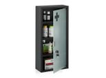 Relaxdays Medizinschrank, Schwarz, Metall, Glas, 27x57x12 cm, Badezimmer, Badezimmerschränke, Medizinschränke