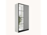 Kier Furniture Kleiderschrank, Weiß, Schwarz, Holzwerkstoff, 105x205x39 cm, Schlafzimmer, Kleiderschränke, Drehtürenschränke