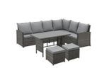Svita Sitzgruppe, Grau, Kunststoff, 4-teilig, 6-Sitzer, rechteckig, Loungemöbel, Gartenlounge-Sets