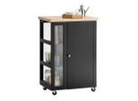SoBuy Küchenwagen, Schwarz, Holzwerkstoff, Glas, 60x90x40 cm, Esszimmer, Servierwagen