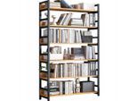 Muvu Bücherregal,, Schwarz, Braun, Holz, Metall, 80x174x30 cm, Wohnzimmer, Regale, Bücherregale