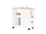 SoBuy Druckertisch, Weiß, Natur, Holzwerkstoff, Holz, 30x60x60 cm, Arbeitszimmer, Container
