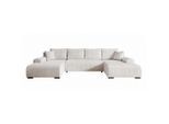 Wohnlandschaft,, Creme, Textil, 3-Sitzer, 349x80x185 cm, Wohnzimmer, Sofas & Couches, Wohnlandschaften, Wohnlandschaft U-Form