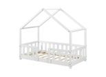[en.casa] Hausbett, Weiß, Holz, Kiefer, 70x140 cm, Kinderzimmer & Jugendzimmer, Kindermöbel, Kinderbetten, Hausbetten