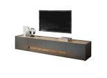 Furn.Design Tv-Lowboard, Grau, Eiche Wotan, Kunststoff, Nachbildung,Eiche, Uni, Holz Optik, 2 Schubladen, 223x40x45 cm, Wohnzimmer, Wohnwände, Lowboards, Lowboards stehend