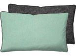 Kissenbezug BIBERNA "HERMAL Melange Flanell uni, mit Reißverschluss, Wendekissenbezug", grün (mint), B:40cm L:60cm, Flanell, Obermaterial: 100% Baumwolle, Kissenbezüge, Kissenbezug, Feinflanell, Made in Germany zertifiziert, kuschelig weich, mit Paspel