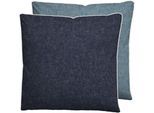 Kissenbezug BIBERNA "HERMAL Melange Flanell uni, mit Reißverschluss, Wendekissenbezug", blau, B:40cm L:40cm, Flanell, Obermaterial: 100% Baumwolle, Kissenbezüge, Kissenbezug, Feinflanell, Made in Germany zertifiziert, kuschelig weich, mit Paspel