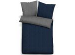 Wendebettwäsche BIBERNA "HERMAL Melange Flanell uni, kuschelig weich", blau (marine), B/L: 155cm x 220cm, 1 Stk., 1 Stk., Flanell, B/L: 80cm x 80cm, 2 Stk., Flanell, Obermaterial: 100% Baumwolle, Bettwäsche, Wendebettwäsche, Flanell in Melangeoptik, Winterbettwäsche, Made in Germany