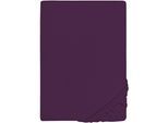 Spannbettlaken BIBERNA "Marc", lila (dunkelviolett), L:200cm, Jersey, Obermaterial: 100% Baumwolle, Bettlaken, Spannbettlaken, aus Baumwolle, für Matratzen bis 22 cm Höhe, Bettlaken, Spannbetttuch