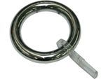 Gardinenring GARDINIA "Kunststoff mit Faltenlegehaken", grau (chromfarben), B:0,8cm Ø:4cm, Kunststoff, Gardinenbefestigungen, Gardinenring, Serie Spannstange Ø 23/26 mm