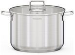 Kochtopf HANSEATIC "BASIC, Fassungsvermögen 9,5 l", silber (silberfarben), H:18cm Ø:26cm, Töpfe, Kochtopf, für alle Herdarten geeignet, unbeschichtet