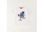 T-Shirt SARABANDA "BABY BOY SUMMER T-SHIRT", Jungen, Gr. 4A, weiß (optical weiß), 100% Baumwolle, Shirts T-Shirt