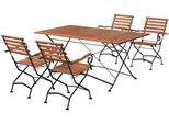 Garten-Essgruppe MERXX "Schloßgarten", braun, B:57cm H:85cm T:60cm, FSC-zertifiziertes Massivholz, Sitzmöbel-Sets, Garten-Essgruppe, 4 Klappsessel und Klapptisch