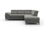 Ecksofa SIT & MORE "Cabrio L-Form, B: 274 cm, mit Sitztiefen-, Arm- & Kopfteilverstellung", grau, B:274cm H:87cm T:230cm, 100% Polyester, Sofas, Ecksofa, 3 Nierenkissen, Federkern, optional Bettfunktion und Stauraum