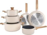 Topf-Set HANSEATIC "ALU SCANDI, mit Antihaftbeschichtung", beige (peach, natur), Töpfe, Topf-Set, für alle Herdarten geeignet, Topseller